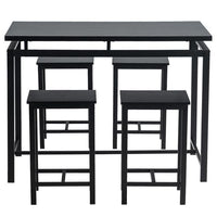 5 Piece Dining Table Set, Dining Set for 4, Wooden Table and 4 Stools, Black