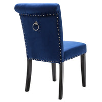 Velvet Fabric / Rubber Wood Legs / Cushion Original Cotton Density 26   Spring / Nail Dressing Stool Two Sets Blue