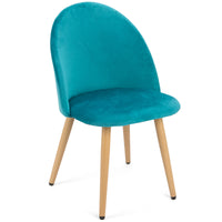 Set of 2 Exquisite Velvet Dining Chair, Kitchen/Bedroom/Lounge Chair with Metal Wood Grain Color Legs, Sky Blue