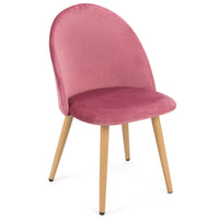 Set of 2 Exquisite Velvet Dining Chair, Kitchen/Bedroom/Lounge Chair with Metal Wood Grain Color Legs, Pink