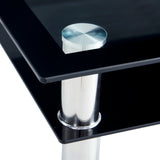 Double-layer Square Tempered Glass Stainless Steel Cylindrical Leg 80*80*75cm Dining Table