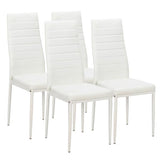 4pcs Elegant Assembled Stripping Texture High Backrest Dining Chairs White