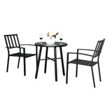 2pcs Dining Chair and 1pc Dining Table Backrest Table Top Vertical Grid  Courtyard Iron Table And Chair Set Black