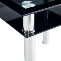 Double-layer Square Tempered Glass Stainless Steel Cylindrical Leg 80*80*75cm Dining Table