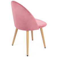 Set of 2 Exquisite Velvet Dining Chair, Kitchen/Bedroom/Lounge Chair with Metal Wood Grain Color Legs, Pink