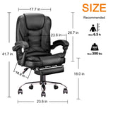 High Back Office Chair, Adjustable Ergonomic Office Chair, Executive PU Leather Swivel Work Chair with Lumbar Support, Computer Desk Chair with Footrest for Home Office Furniture