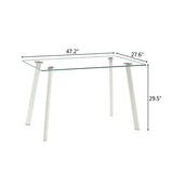 Hot 5 Piece Dining Table Set 4 Chairs Glass Metal Kitchen Room Furniture White