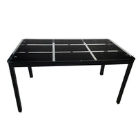 Rectangle Tempered Glass Dining Table with Nine Block Box Pattern Black