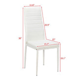 4pcs Elegant Assembled Stripping Texture High Backrest Dining Chairs White