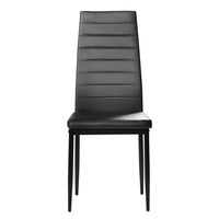 6pcs Elegant Assembled Stripping Texture High Backrest Dining Chairs Black