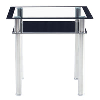 Double-layer Square Tempered Glass Stainless Steel Cylindrical Leg 80*80*75cm Dining Table