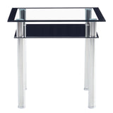 Double-layer Square Tempered Glass Stainless Steel Cylindrical Leg 80*80*75cm Dining Table