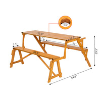 138.5*137*75cm Solid Wood Load-Bearing 150kg Dual-Purpose Conjoined Table And Chair Yellow