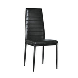 4pcs Elegant Assembled Stripping Texture High Backrest Dining Chairs Black