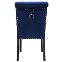 Velvet Fabric / Rubber Wood Legs / Cushion Original Cotton Density 26   Spring / Nail Dressing Stool Two Sets Blue