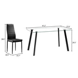 Hot 5 Piece Dining Table Set 4 Chairs Glass Metal Kitchen Room Furniture Black