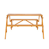 138.5*137*75cm Solid Wood Load-Bearing 150kg Dual-Purpose Conjoined Table And Chair Yellow