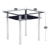 Double-layer Square Tempered Glass Stainless Steel Cylindrical Leg 80*80*75cm Dining Table