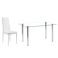 Simple Assembled Transparent Glass & Iron Dinner Table