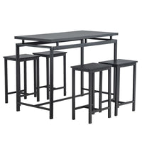 5 Piece Dining Table Set, Dining Set for 4, Wooden Table and 4 Stools, Black