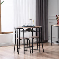 Fire Wood PVC Black Paint Breakfast Table for Couples with Curved Back (One Table and Two Chairs) (80x53x76cm)