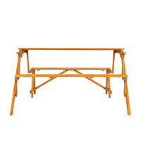 138.5*137*75cm Solid Wood Load-Bearing 150kg Dual-Purpose Conjoined Table And Chair Yellow