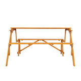 138.5*137*75cm Solid Wood Load-Bearing 150kg Dual-Purpose Conjoined Table And Chair Yellow