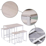 (100 x 60 x 87)cm Oak Simple 87cm High Bar Table and Chairs Set of 5 PVC Paper Lacquered White matte White