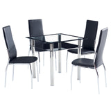 Double-layer Square Tempered Glass Stainless Steel Cylindrical Leg 80*80*75cm Dining Table