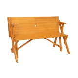 138.5*137*75cm Solid Wood Load-Bearing 150kg Dual-Purpose Conjoined Table And Chair Yellow