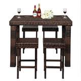 Bar Stool-Table and Chair Set of 5 Brown Gradient