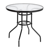 Outdoor Dining Table Round Toughened Glass Table Yard Garden Glass Table