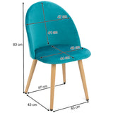 Set of 2 Exquisite Velvet Dining Chair, Kitchen/Bedroom/Lounge Chair with Metal Wood Grain Color Legs, Sky Blue