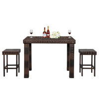 Bar Stool-Table and Chair Set of 5 Brown Gradient